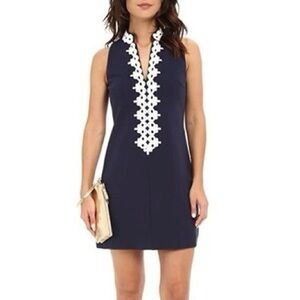 Lilly Pulitzer Callista Navy Blue Embroidered Shift Dress Small